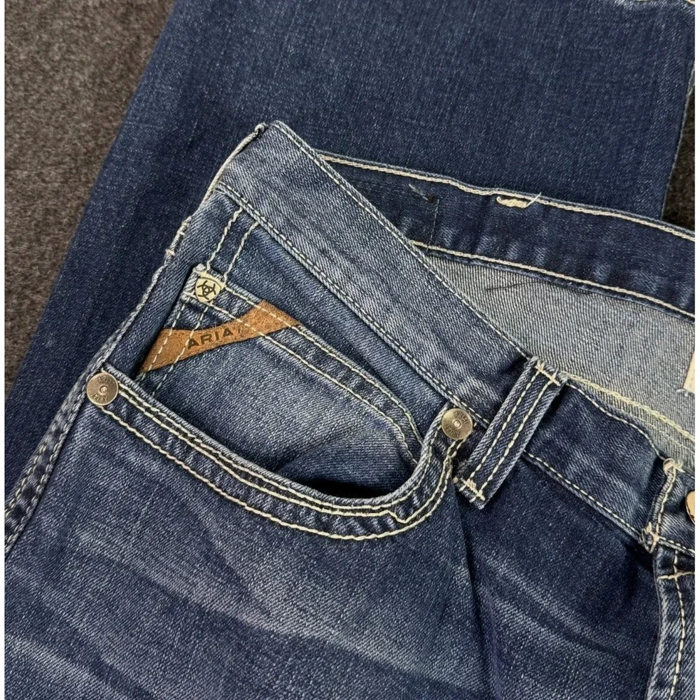 Ariat M7 Jeans Mens 40x31 Denim Rocker Boot Cut Work Wear Thick Stitch Western